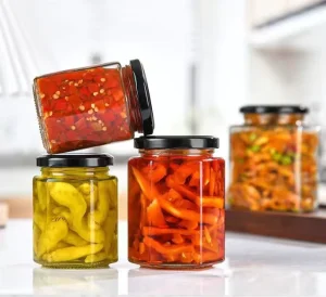 Chili Sauce and Pickle Glass Bottle with Airtight Lid for Jam and Canning