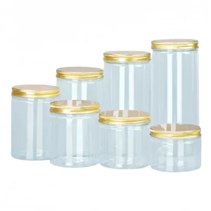 China Factory Clear Round Storage Bottle Plastic Jar For Food Package Container Tea Nut Cookies PET Plastic Can