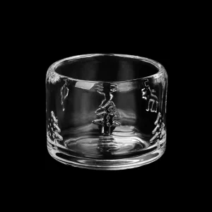 Christmas Deer Pine Pattern Embossed Glass Candle Vessel Empty Wax Container