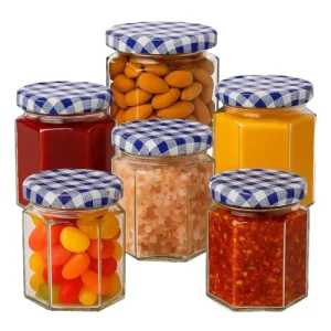 Classic Blue and White Glass Storage Jar Set Food Fruits Snacks Canning Container with Sealed Lid for Kitchen Party Camping Use