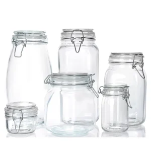 Classic Design 500ml Square Glass Jars High Quality Food Grade Storage for Candy and Party Food Capacity with Clamp Lid