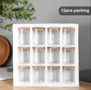 Classic Glass Storage Tank 12 Pearl Cotton Lined Sealed Bamboo Lid for Kitchen Wedding Occasion Spice Food Storage