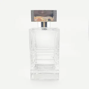 Classic Square Refillable Perfume Bottle 50ml with Pump Sprayer and Cap