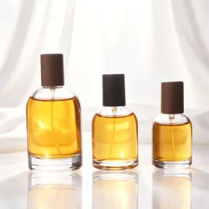 Classic Style Round Cylinder 30ml 50ml 100ml Empty Clear Glass Perfume Bottle With Wooden Cap
