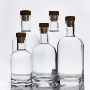Classical-Shaped 750ml 1 Liter Liquor Glass Bottle for Spirits Wine Whiskey with Cork Cap