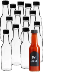 Clear 150ml Food Grade Glass Sauce Bottle with Screw Cap for Seasoning Tomato Sauce and Liquor