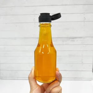 Clear 150ml Glass Sauce Bottles with Plastic Flip-Top Lids