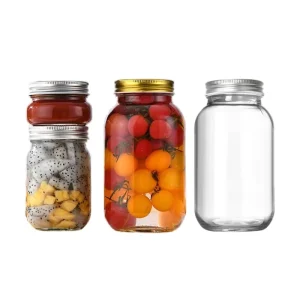 Clear 2L 32oz 64oz Wide Mouth Glass Mason Canning Jars with Metal Airtight Lids