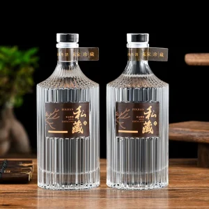 Clear 500ml 8oz Fruit Wine Liquor Whiskey Tequila Glass Bottle with Cork