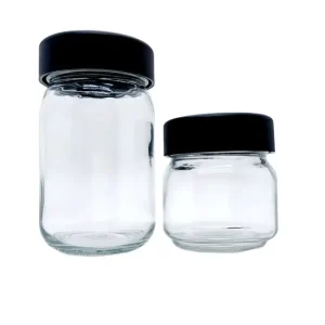 Clear Airtight Child-Resistant Glass Mason Jar for Flower Storage 3oz 5oz 8oz with Ring PLA Cap