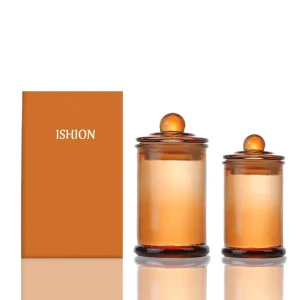 Clear Amber Glass Aromatherapy Candle Jar with Lid