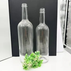 Clear Bordeaux Glass Wine Bottles with Long Neck for Red Wine Fruit Wine and Vodka