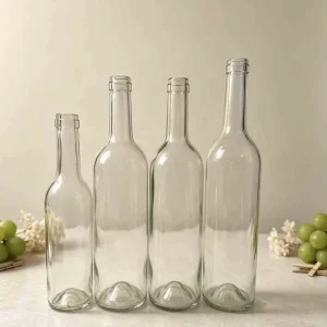 Clear Bordeaux Glass Wine Bottles with Long Neck for Red Wine Fruit Wine and Whisky