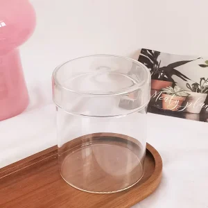 Clear Borosilicate Glass Candle Jars with Heat-Resistant Glass Lid