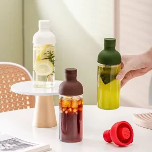 Clear Borosilicate Glass Water Bottle with Silicone Lid and Tea Infuser