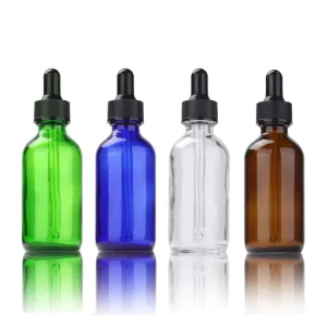 Clear Brown Blue and Green 15ml 30ml 60ml 120ml Boston Round Screen-Printed Essential Oil Dropper Glass Bottles