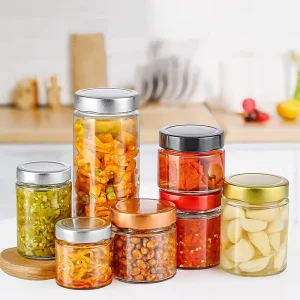 Clear Cylinder Glass Jar with Easy-Open End for Canned Food Storage Jam and Honey