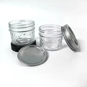 Clear Diamond Food-Grade Glass Storage Jar with Airtight Metal Lid for Spices and Party Favors
