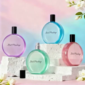 Clear Empty Glass Perfume Bottle with Thick Bottom Round Fine Mist Spray