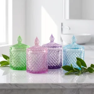 Clear Empty Luxury Glass Candle Jars With Glass Lid for Home Wedding Decoration10oz Candy Jar