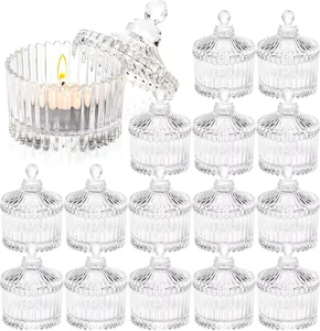 Clear Fashion Glass Candle Container 75ml 2.5oz Luxury Candle Jar With Glass Lid and Box Packaging