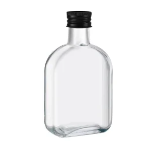 Clear Flat Glass Juice, Beverage, Gin and Spirits Bottles with Screw Lid