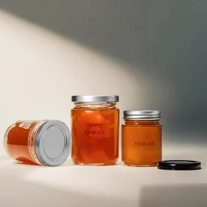 Clear Food-Grade Glass Food Storage Jar with Metal Lid