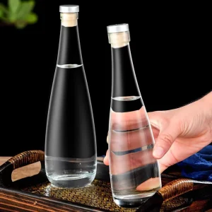 Clear Frosted Beverage Glass Bottle with Cap 330ml 500ml for Water, Juice and Wine