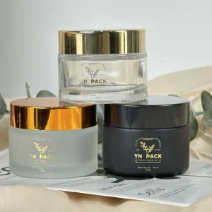 Clear Frosted Glass Cosmetic Cream Jar with Screw Cap 2oz 30ml