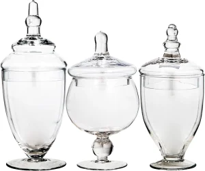 Clear Glass Apothecary Jars with Lids Footed Glass Candy Jars for Wedding Party Home Decor and Food Storage
