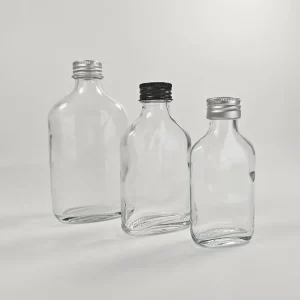Clear Glass Beverage Bottles 50ml 100ml 200ml with Aluminum Cap for Milk, Water and Juice