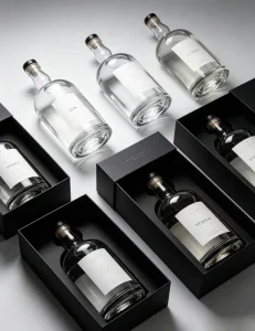 Clear Glass Bottle Empty Unique Whiskey Vodka 500ml 750ml 1000ml Glass Liquor Bottles with Cork