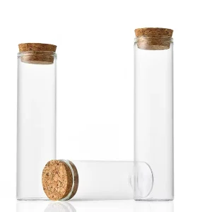 Clear Glass Bottles with Wooden Cork Lid Gift Packaging Bottle for Coffee Tea Spice