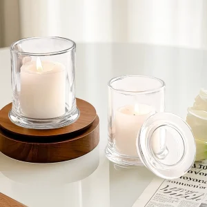 Clear Glass Candle Jar with Glass Lid 200 ml 320 ml for Candle Making