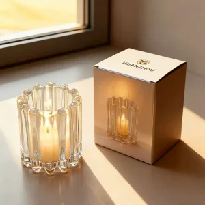 Clear Glass Candle Jar with Special Design for Decoration