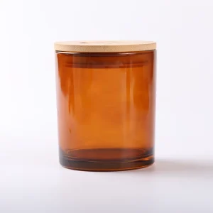 Clear Glass Candle Jars with Wooden Lid for Candle Making