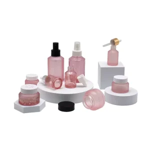 Clear Glass Cosmetic Bottle and Jar Packaging Set