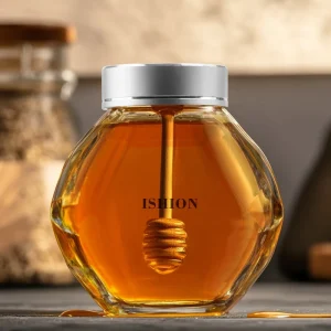 Clear Glass Honey Jar with Cap for Food Storage