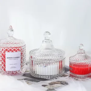 Clear Glass Jar Fragrance Candle Custom Scented Soy Wax with Cover