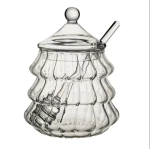 Clear Glass Jars with Glass and Metal Lids for Honey and Food Storage