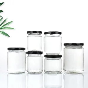 Clear Glass Jars with Metal Lids, 100ml 150ml 195ml 240ml 350ml 450ml 500ml 1000ml, for Food Storage Honey Jelly Milk