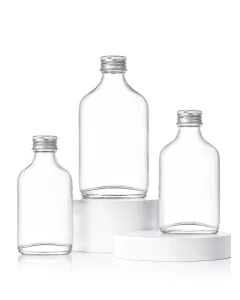 Clear Glass Liquor Beverage Bottle with Screw Cap for Juice, Spirits and Water