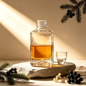 Clear Glass Liquor Bottle 150ml with Mountain Base and Screw Cap for Vodka Gin Spirits Whisky Rum Tequila and Brandy