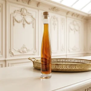Clear Glass Liquor Bottle Ultra Slim Conical Bottle Custom Stopper Frost Matte Finish 200ml 375ml
