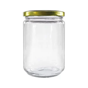 Clear Glass Mason Jar with Gold Metal Lug Lid Airtight Glass Jar for Food Storage Glass Kitchen Jars with Lids 500ml Container