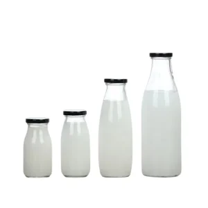 Clear Glass Milk, Juice and Beverage Bottles with Lids, 200ml 250ml 300ml 500ml 1000ml 16oz