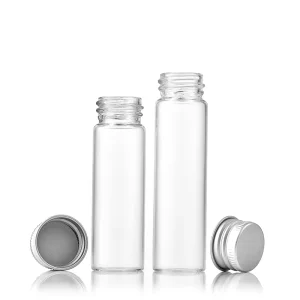 Clear Glass Pill Supplement Capsule Bottle with Aluminum Lid and Safety Seal