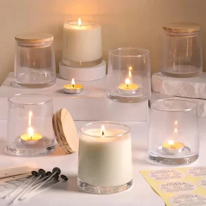 Clear Glass Pillar Candle Jar, 9 oz, Empty Container