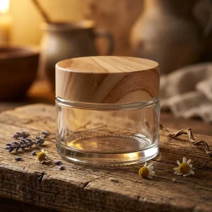 Clear Glass Refillable Cosmetic Jars 50ml Thick Bottom Screw Screen Printed Packaging for Face Cream Lip Balm Skin Care Serum