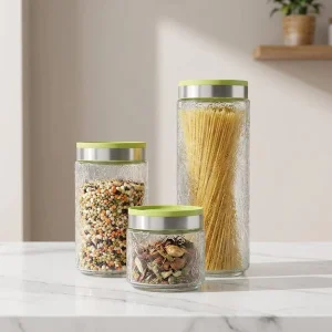 Clear Glass Storage Container Set with Covers 100ml 400ml 600ml